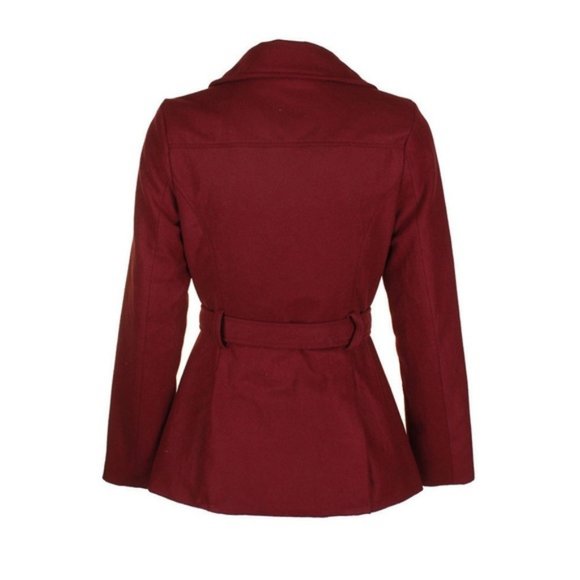 Rampage Double-Breasted Belted Peacoat - Sz M - Picture 2 of 10